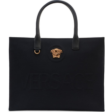 Versace La Medusa Logo Canvas Tote Bag - Black