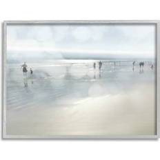 Stupell Industries Summertime Beach Bokeh Effect Sandy Shore Horizon Gray Framed Art 20x16"