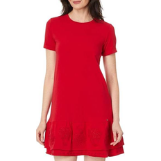 Tommy Hilfiger Red Dresses Tommy Hilfiger Women's Crewneck Embroidered Dress - Scarlet