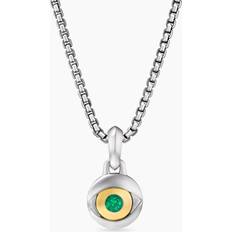 Charms & Pendants David Yurman Men's 18K Yellow Gold & Sterling Silver Amulets Emerald Evil Eye Pendant Green/Silver