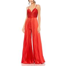 Mac Duggal Red Jumpsuits & Overalls Mac Duggal Pleated Satin Wide Leg Jumpsuit