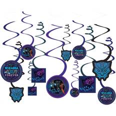 Streamers Amscan Black panther wakanda forever marvel birthday party hanging swirl decorations Multicolor