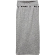 Midi Skirts - XXL Mango Long Knitted Skirt - Medium Heather Grey