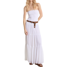 Hvite Kjoler Michael Kors Tiered Smocked Georgette Maxi Dress - White