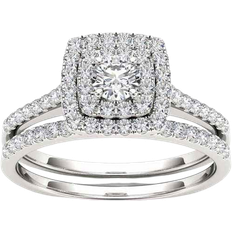 Belk Double Halo Engagement Ring Set - White Gold/Diamonds