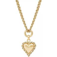 Macy's Puff Heart Rope Framed Pendant Necklace - Gold