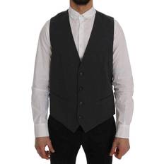 Dolce & Gabbana Men Vests Dolce & Gabbana Gray STAFF Cotton Striped Vest IT50 IT50 L