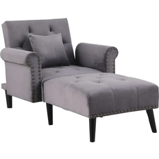 Tufting Homcom Nailhead Trim And Button Tufting Grey Armchair 31"