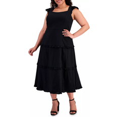 Anne Klein Ruffled Tier Midi Dress - Black