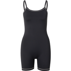 Sportswear Garment - Women Jumpsuits & Overalls Nike Women's One Dri-FIT Short Bodysuit - Black/Light Orewood Brown/Cool Grey