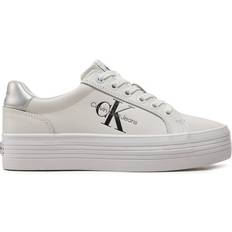 Calvin Klein Sneakers Calvin Klein Leather Platform Trainers W - Bright White/Silver