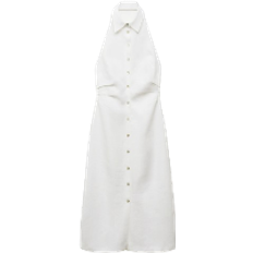Mango Belen Linen Shirt Collar Dress - Off White