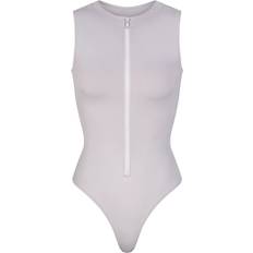 XXL Swimsuits SKIMS Signature Swim Zip Front Sleeveless One Piece - Chrome