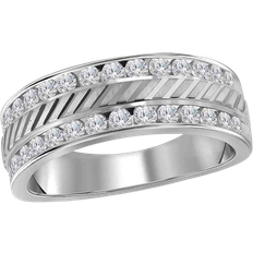 Men Rings Gem & Harmony Anniversary Wedding Band Ring - White Gold/Diamonds