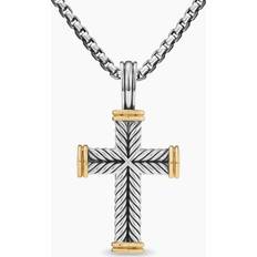 Charms & Pendants David Yurman Men's 18K Yellow Gold & Sterling Silver Amulets Chevron Cross Pendant Silver/Gold