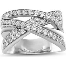 Netaya Criss Cross Ring - Silver/Diamonds