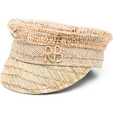 Hats RUSLAN BAGINSKIY Baker Boy Triple Straw Hat - Brown