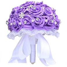 GoldenPlayer Bridal Bouquet for Brides Purple Decorative Item