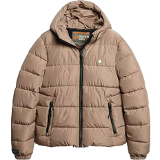 Superdry Hooded Sports Puffer Jacket - Fossil Brown