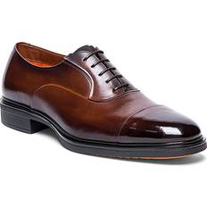 Santoni Men's Cap Toe Dress Shoes Dark Brown