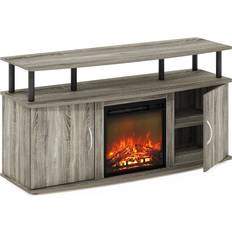 TV Benches Furinno Jensen Living Room Fireplace French Oak Grey/Black TV Bench 47.2x24.2"