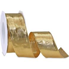 PRÄSENT Gift Wrap Ribbons Devon Shiny with Wire Edge Gold