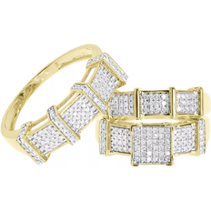 Jewelry Unlimited Trio Rings Set - Gold/Diamonds