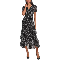 Karl Lagerfeld Ruffled Polka Dot Maxi Dress - Black/White