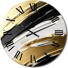 Design Art Waves Of Midnight Passion Abstract Black/Gold Wall Clock 23"