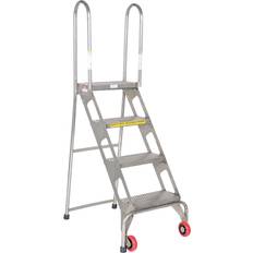 Extension Ladders Vestil Folding 4 Step 61.5in. Stainless Steel Ladder w/ Wheels 350lb. Capacity