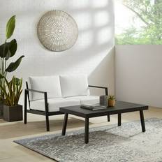 Patio Furniture Bed Bath & Beyond Hadleigh Sunbrella Cushions Black/White Outdoor Sofa