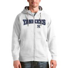 New York Yankees Jackets & Sweaters Antigua Men's White New York Yankees Team Logo Victory Full-Zip Hoodie