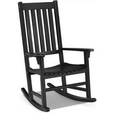 Black Outdoor Rocking Chairs Hivvago High Back Rocking Chair-Black
