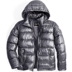 Gray - Men Jackets Guess Men's Mid Weight Puffer Jacket with Removable Hood - Smoke