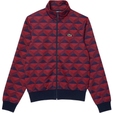 Lacoste Red Sweaters Lacoste Robert George Jacquard Motif Zipped Sweatshirt - Blue/Bordeaux/Red