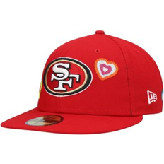 Caps on sale New Era Football Fan Shop Men's Scarlet San Francisco 49ers Chain Stitch Heart 59FIFTY Fitted Hat