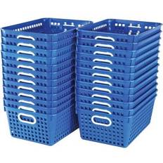 Blue Desktop Organizers Classroom Library Large Book Baskets Label Holder Kit