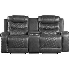 Leather power recliner sofa Benjara Power Reclining Loveseat Gray Sofa 77.5" 2 Seater