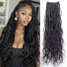 Eayon Hair Boho Locs Crochet Hair With Body Wave French Curls Natural 22 inch 3-pack