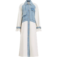 AllSaints Dayly Denim Panelled Relaxed Trench Coat - Stone White
