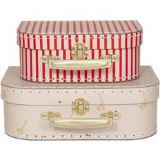 Beige Kleinteile-Aufbewahrung OYOY Mini Suitcase Giraffe & Stripe Set of 2