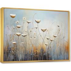 Design Art Beige Wildflowers Breeze IV Brown Framed Art 32x24"