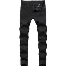 Shein Men - Skinny Pants & Shorts Shein Manfinity LEGND Men Cotton Zipper Fly Ripped Skinny Jeans