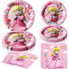 Disposable Plates Princess Peach Tableware Sets 60-pack