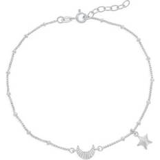 Anklets Simona Crescent Moon & Star Anklet in Silver