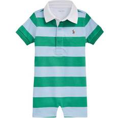 Playsuits Children's Clothing Polo Ralph Lauren Striped Cotton Rugby Shortall - Raft Green/Office Blue