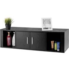 Black Wall Cabinets Goplus Floating Hutch Black Wall Cabinet 42.5x12"