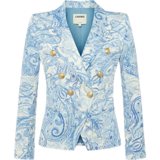 Blue - Women Blazers L'agence Marie Slim Fit Blazer - Ivory/Blue Decorated Paisley