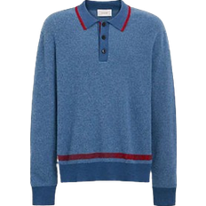 Coach Knit Long Sleeve Polo - Blue/Red