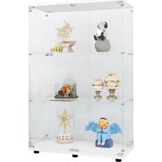 Simplie Fun Two-door Display White Glass Cabinet 31.7x49.3"